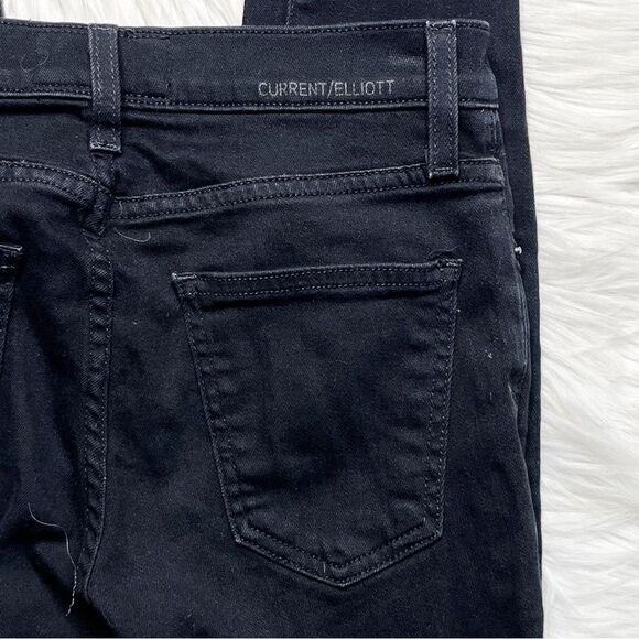 Current / Elliot High Waist Stiletto Skinny Jeans Jet Black Size 24 - Picture 6 of 7